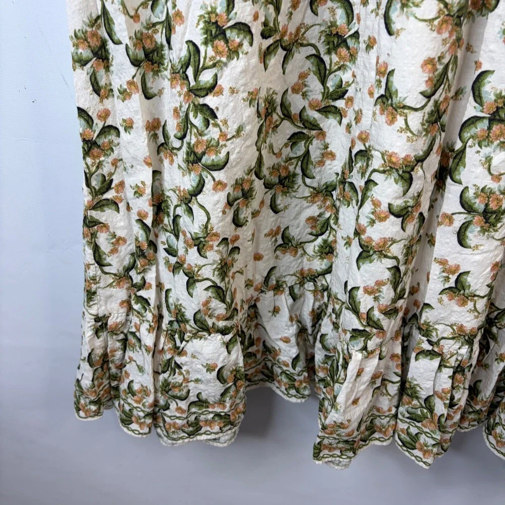 Max Studio London Maxi Dress Women XL Cream Floral V-Neck Flutter Sleeve Pockets
